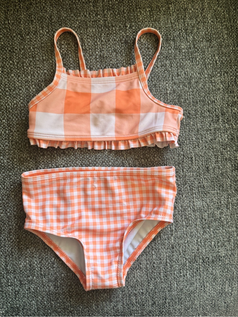 Carter's Orange and White Gingham Girls Two-Piece Swim Set